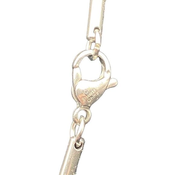 JCM stainless steel round sapphire cz earrings and matching pendant with chain - Picture 4 of 12